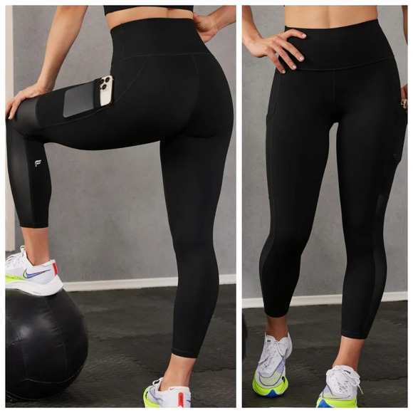 Fabletics Powerhold Black Mesh Highrise Leggings 7/8 Length  Size Medium - Picture 1 of 12